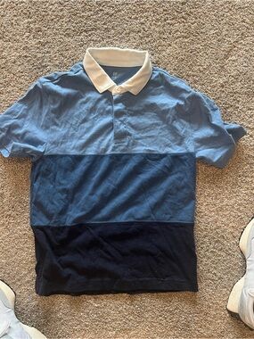Gap Kids Colorblock Polo Shirt in Light Blue and Navy XL 12